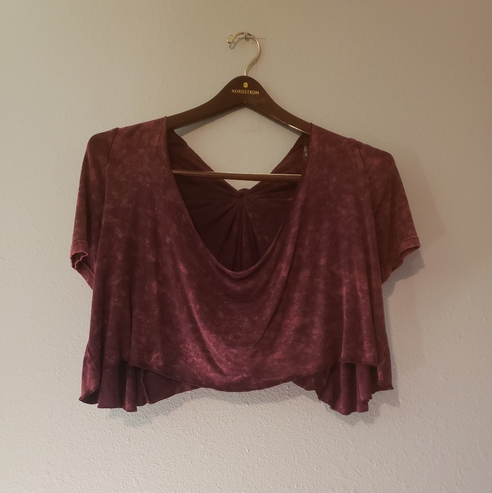 Burgundy drappy Crop top with knotted tie …